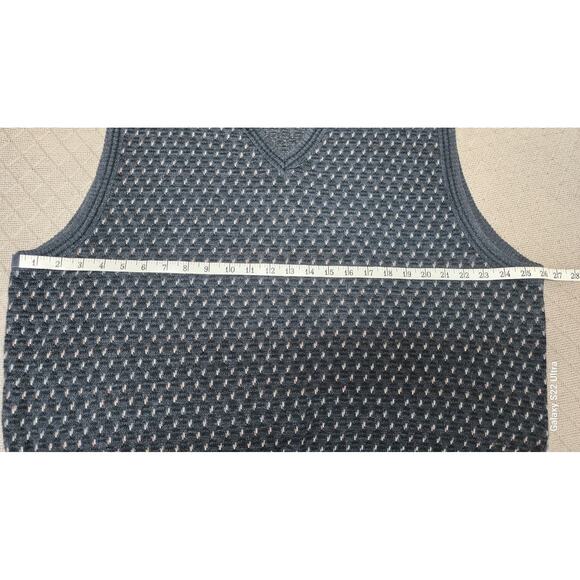 Murano VTG 90s Wool Blend Diamond Pattern V neck Sleeveless Sweater Vest Mens XL - Picture 5 of 8